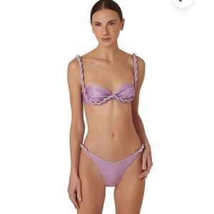 Bahia Maria Lavender Shimmer Bandeau with Braided Straps - Lavender